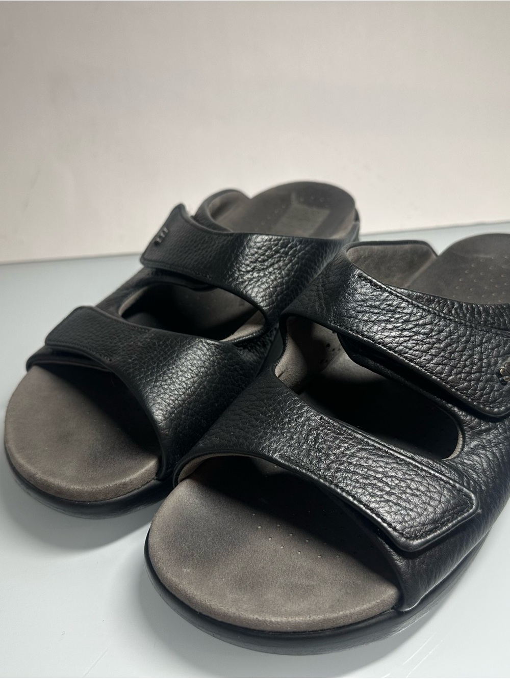 SAS Black Leather Slide Sandals